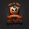 Happy Halloween. Logo billiard ball as pumpkin