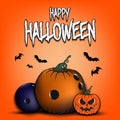 Happy Halloween. Bowling ball Pumpkin Royalty Free Stock Photo