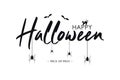 Happy Halloween text banner with bat, spider and cat. Vector Royalty Free Stock Photo