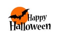 Happy Halloween Text Banner with a bat Royalty Free Stock Photo