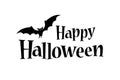 Happy Halloween Text Banner with a bat Royalty Free Stock Photo