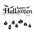 Happy Halloween Text Banner, Vector with spiders. Royalty Free Stock Photo