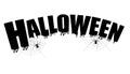 Happy Halloween text banner with web and spider. Vector