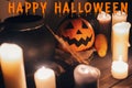 Happy Halloween text concept. Seasons greeting, spooky Halloween