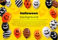 Happy halloween text design banner. Ghost Balloons. Scary air balloons. Vector illustration. on yellow background. Royalty Free Stock Photo