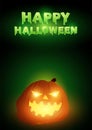 Happy Halloween text with Jack O Lantern as decoration