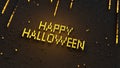 Happy Halloween text made of glowing pixels 3D render