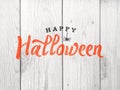 Happy Halloween Text Over Distressed Wood Background