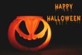 Happy Halloween text sign. Halloween pumpkin Jack o lantern with Royalty Free Stock Photo