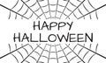 Happy Halloween text with spider web or cobweb. Halloween background for party banner or card design. Vector illustration