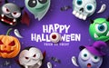 Happy halloween text vector background design. Halloween and trick or treat typography Royalty Free Stock Photo