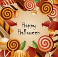 Happy Halloween theme collected candy Royalty Free Stock Photo