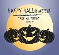 Happy Halloween - Three scary pumpkins cartoon vector illustration