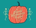 Happy Halloween to you. Halloween calligraphy vintage style poster. Retro vector illustration.