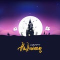 Happy Halloween, trick or treat, greeting card, magic fantasy poster, ghost spooky, festive seasonal invitation background vector