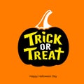 Happy Halloween Trick or treat message black pumpkin Royalty Free Stock Photo