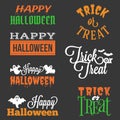 Happy Halloween and trick or treat typographic
