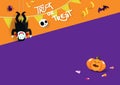 Happy Halloween, trick or treat, vampire, pumpkin, spider and bat with confetti ribbons, party invites decorate, greeting card Royalty Free Stock Photo