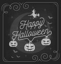 Happy Halloween typography on chalkboard design Royalty Free Stock Photo