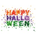 Happy Halloween typography in orange purple and green flat glitter vector style