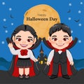 Happy Halloween with Vampire couple vector