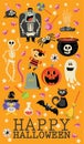 Happy Halloween vector banner. Set. Trick or treat Royalty Free Stock Photo