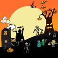 Happy Halloween in vector concept doddle.