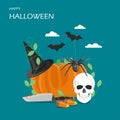 Happy Halloween vector flat style design illustration
