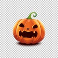 Happy Halloween. Vector Halloween pumpkin in cartoon style. Angry scaring face Halloween pumpkin isolated on transparent