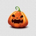 Happy Halloween. Vector Halloween pumpkin in cartoon style. Angry scaring face Halloween pumpkin isolated on transparent Royalty Free Stock Photo