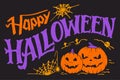 Happy Halloween Vector Hand Lettering Illustration. Happy Halloween banner, poster, greeting card, party invitation Royalty Free Stock Photo