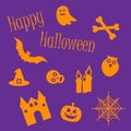 Happy Halloween vector icon set of symbols Royalty Free Stock Photo