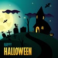 Happy Halloween Vector Landscape in the Midnight Horror