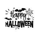 Happy Halloween vector lettering. Handwritten calligraphy with spider web Royalty Free Stock Photo