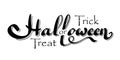 Happy Halloween vector lettering wavy tail, isolated white background. Holiday black lettering banner. Happy Halloween Royalty Free Stock Photo
