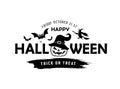 Happy Halloween vector message Pumpkin in a hat black and white design isolated Royalty Free Stock Photo