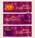 Happy Halloween! Vector set of holiday banners. Royalty Free Stock Photo