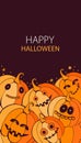 Happy Halloween. Vertical banners and wallpaper for social media stories. Creepy funny pumpkins with eyes, teeth, jaws Royalty Free Stock Photo