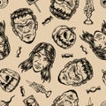 Happy Halloween vintage seamless pattern Royalty Free Stock Photo