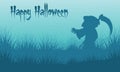 Happy Halloween warlock backgrounds silhouette Royalty Free Stock Photo