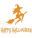 Happy Halloween Witch On Broom T-Shirt Design Vector File