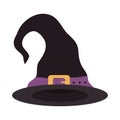 Happy halloween, witch hat with purple strap trick or treat party celebration flat icon Royalty Free Stock Photo