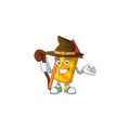 Happy Halloween Witch yellow stripes fireworks rocket cartoon character style Royalty Free Stock Photo