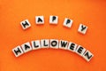 Happy Halloween words on an orange background Royalty Free Stock Photo