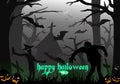 Happy Halloween Zombies Forest Skull Batmans Royalty Free Stock Photo