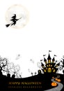 Happy Halloween Vector Seamless Background Illustration With The Moon, Cemetery, Ghosts, Bats, And Text Space.