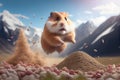 High Altitude Happiness: Hamster Enjoys Mountain Air - Generative AI