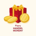 Happy Handsel Monday greeting card vector Royalty Free Stock Photo