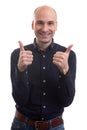 Happy handsome bald man thumbs up Royalty Free Stock Photo