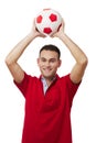 Happy handsome holding soccer ball